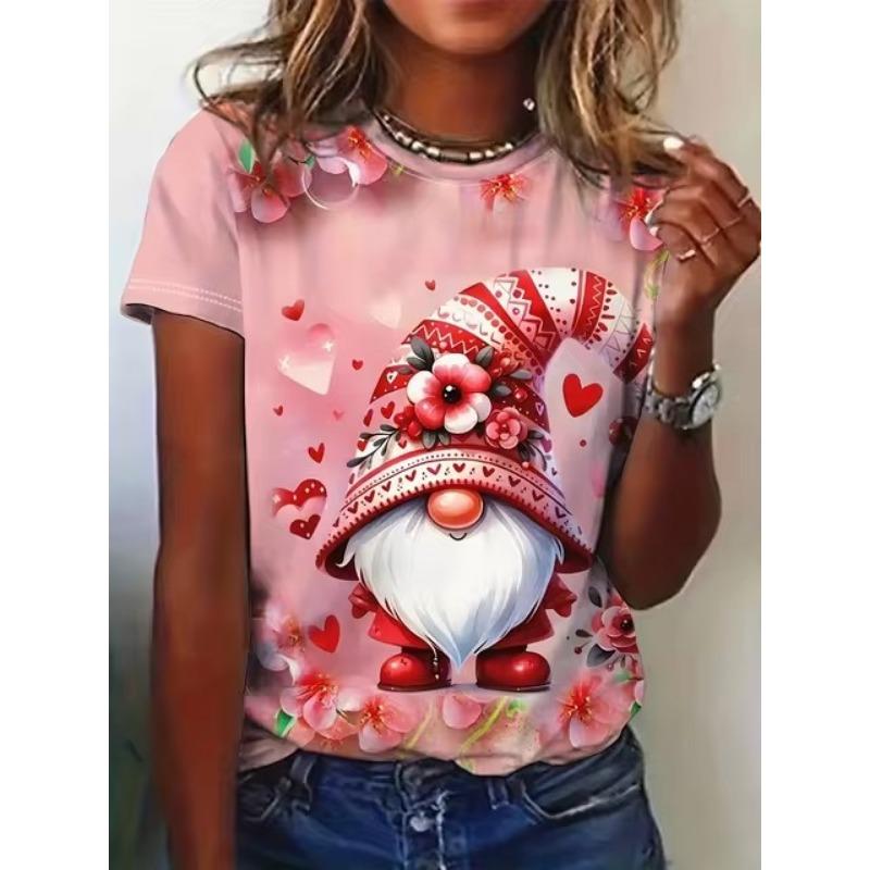 Плюс Размер Женская футболка Веселая 3D Печать Женская одежда Модный летний топ с коротким рукавом Повседневная футболка с круглым вырезом Женская пуловер