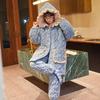 New Coral Fleece Pajamas Women's Autumn and Winter Pajamas Three Layers Thickened Plush Home Clothes Warm Cotton Home Clothes Set