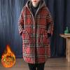 Winter Jacket Plus Velvet Thick Padded Jacket Women's Literature and Art Plus Size Women's Hooded Padded Jacket Plaid Padded Jacket Women