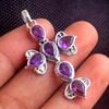 Amethyst Peridot Carnelian Cross Pendant 100% 925 Sterling Silver Statement Jewelry Solid Pendant