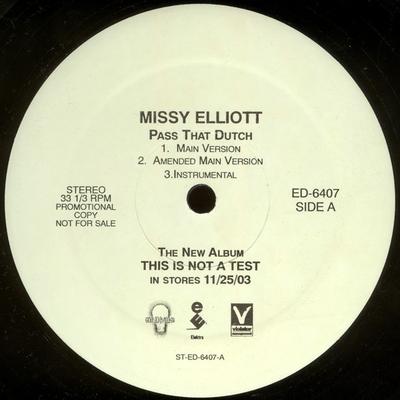 12-дюймовая пластинка MISSY ELLIOTT - Pass That Dutch ED6407 Elektra 2003 США Рэп и Хип-Хоп/R&B Б/у