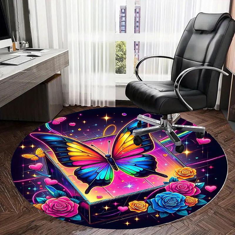 1pc Office Carpet Chair Mats Colorful Butterfly Fantasy Box Perfect for Decorating Office Chairs, Living Rooms, Or Bedrooms