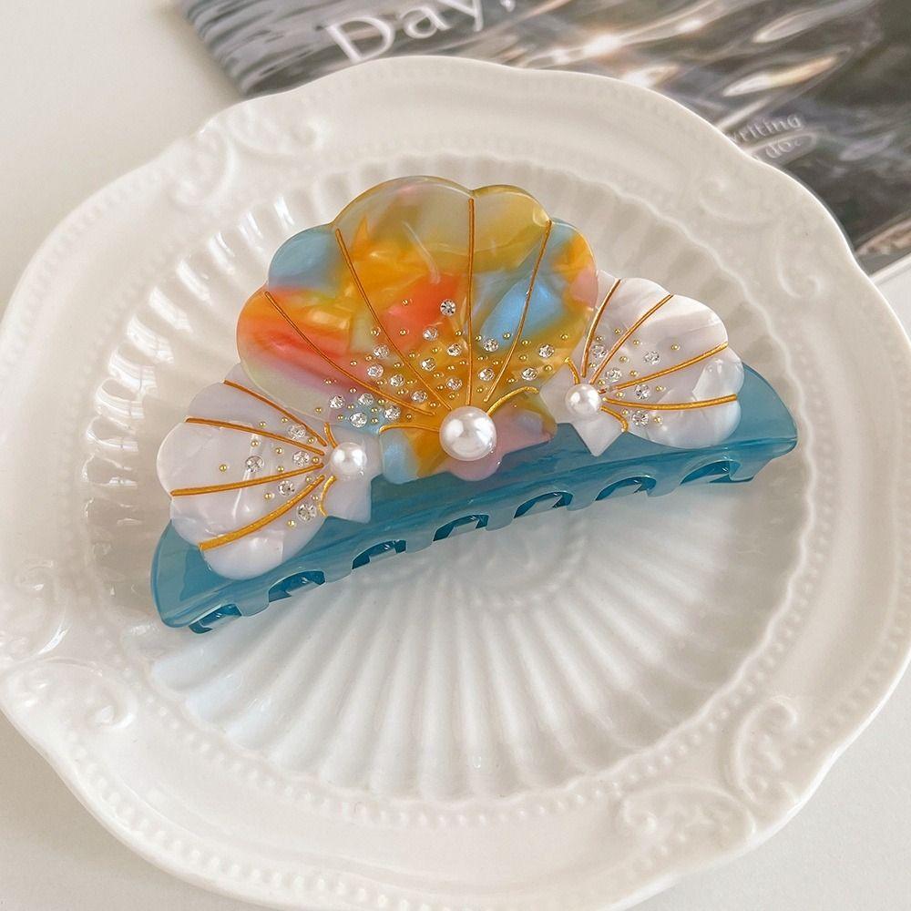 Elegant Ocean Series Hair Claw Acetic Acid Geometry Shark Clip Personalized Shell Hair Claw Women