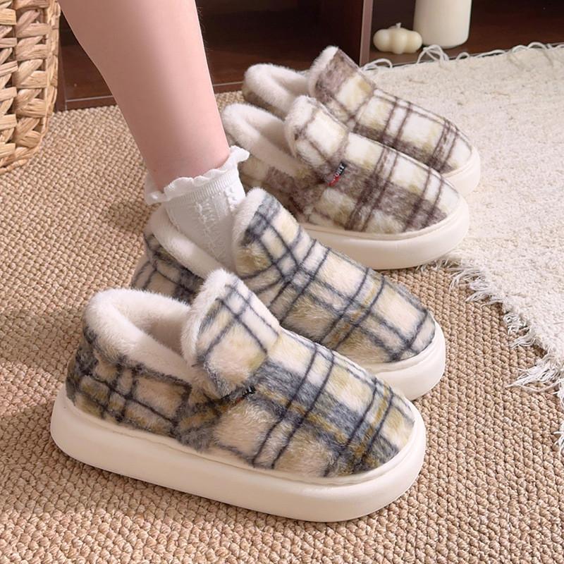 Vintage Cotton Slippers For Adults With Eva Outsole Antislip Warm Indoor Use
