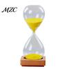 Small Tabletop Art Decoration 5 Minutes Glass Hourglass Timer with Wooden Base, Modern Decorative Sand Timer, Elegant Home Office Decor Drop