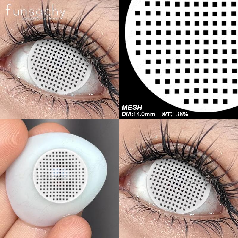 FUNSACHY 2pcs Anime Cosplay Contact Lenses Colored Lens for Crazy Halloween Solid Color Blue Contacts Pink Beauty Pupil Yearly