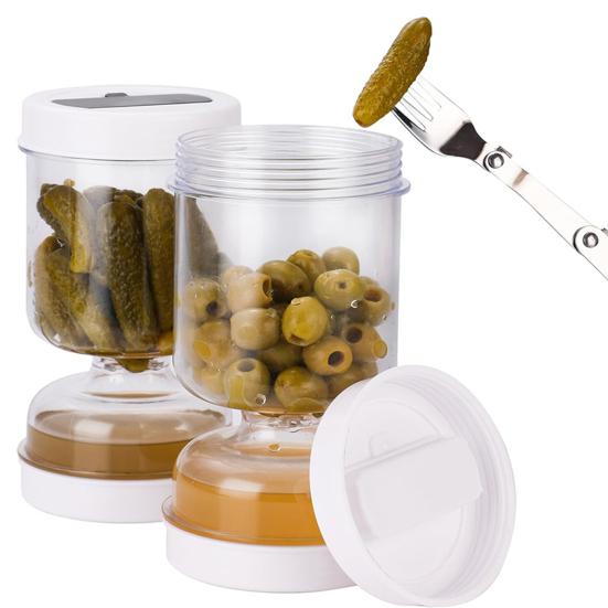 Glass Pickle Jar with Strainer Flip Leak-Proof Wide-Mouth Design Food Grade BPA Free