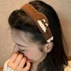 Plush Fabric Wide Hair Hoop Embroidered Detail Wide Band Animal Headband  Daily Hair Styling