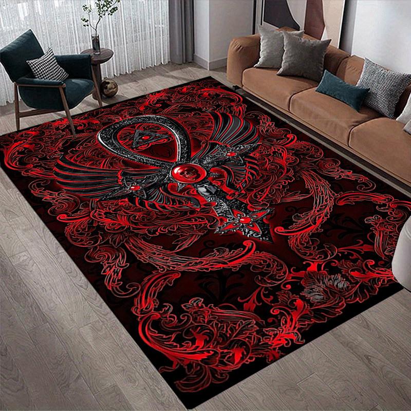1pc Mysterious Skull Print, Design Indoor Area Rug - Soft, Anti-Slip, and Durable Gaming Room Decor for Bedroom, Living Room