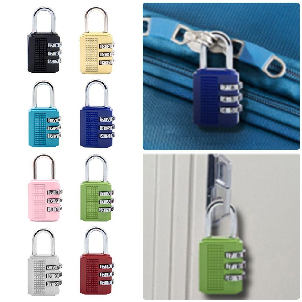 Lock 3 Dial Digit Password Lock Dormitory Cabinet Lock Backpack Zipper Lock Luggage Padlock