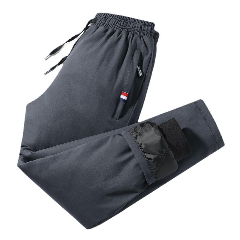 Новые зимние пуховые хлопковые брюки плюс хлопок утолщенные повседневные свободные брюки мужские ветрозащитные теплые гардероб спортивные брюки