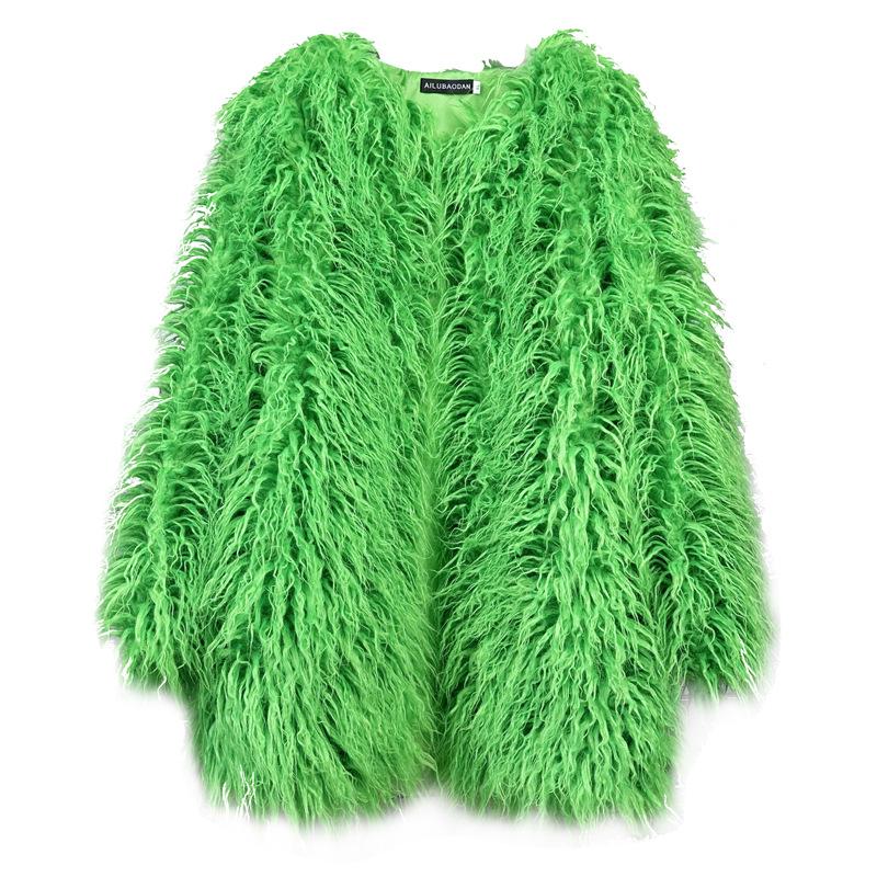 Женское пальто средней длины из искусственной овечьей шерсти в корейском стиле, бежевое