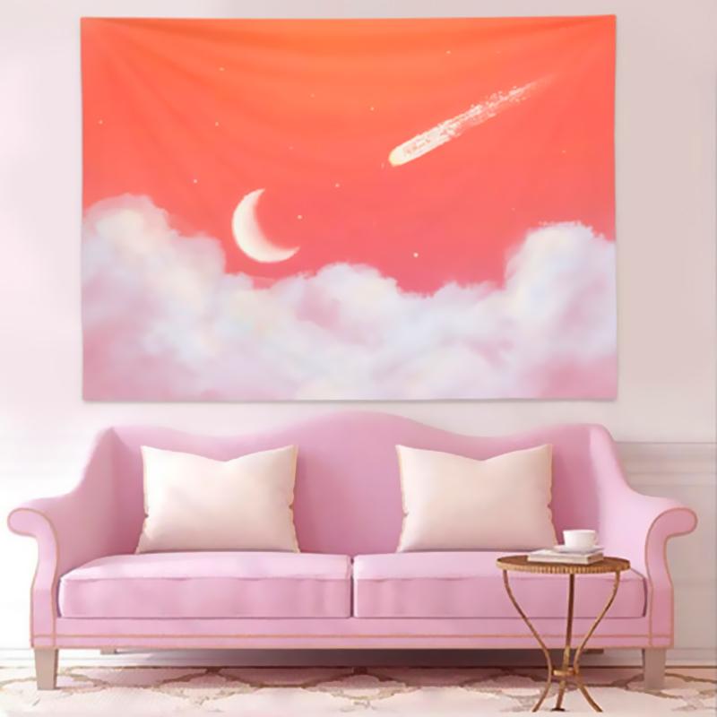 Облако Цветок Розовый Фон Гобелен Девушка Комната Украшения Стены Дома Психоделический Гостиная Красивый Гобелен