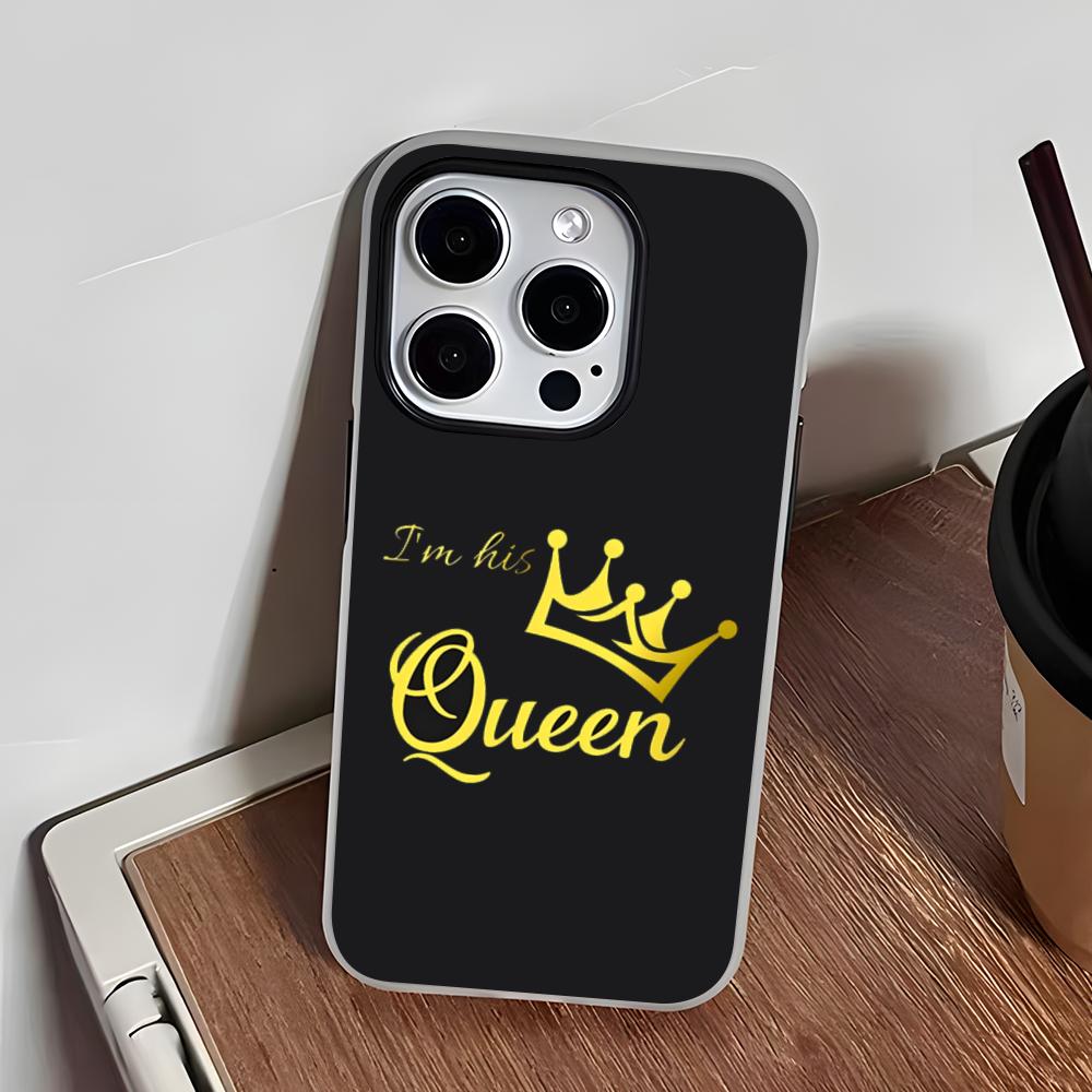 Чехол для телефона с буквами KING Queen Crown для iPhone 17 Air 16 E 15 14 Plus 13 12 11 Pro Max, Желейный, 2 в 1, Защитный чехол