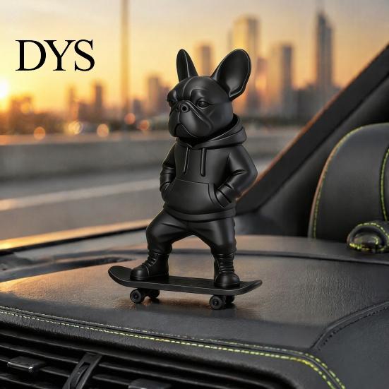 Прочная PLA-скульптура собаки, 3D-печатная статуэтка бульдога на скейтборде, французская фигурка-украшение, уникальный подарок для энтузиастов, толстовка с капюшоном, дом