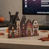 Vintage Finish Wooden Haunted House Multi-layer Rustic Autumn Ornament  Interior Designer
