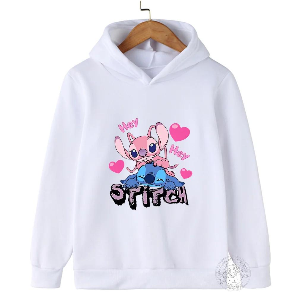 Толстовки MINISO Stitch Уличная мода Свитер для мальчиков и девочек Детский спортивный пуловер Толстовка для занятий спортом на открытом воздухе детская одежда