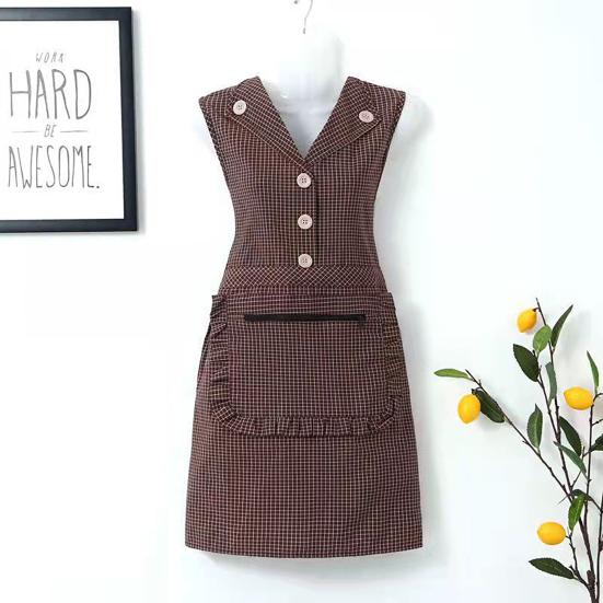 Фартук-жилет, прочный западный стиль, моющийся дизайн с лацканами, хлопковый комбинезон для кафе, ресторана, товары для дома