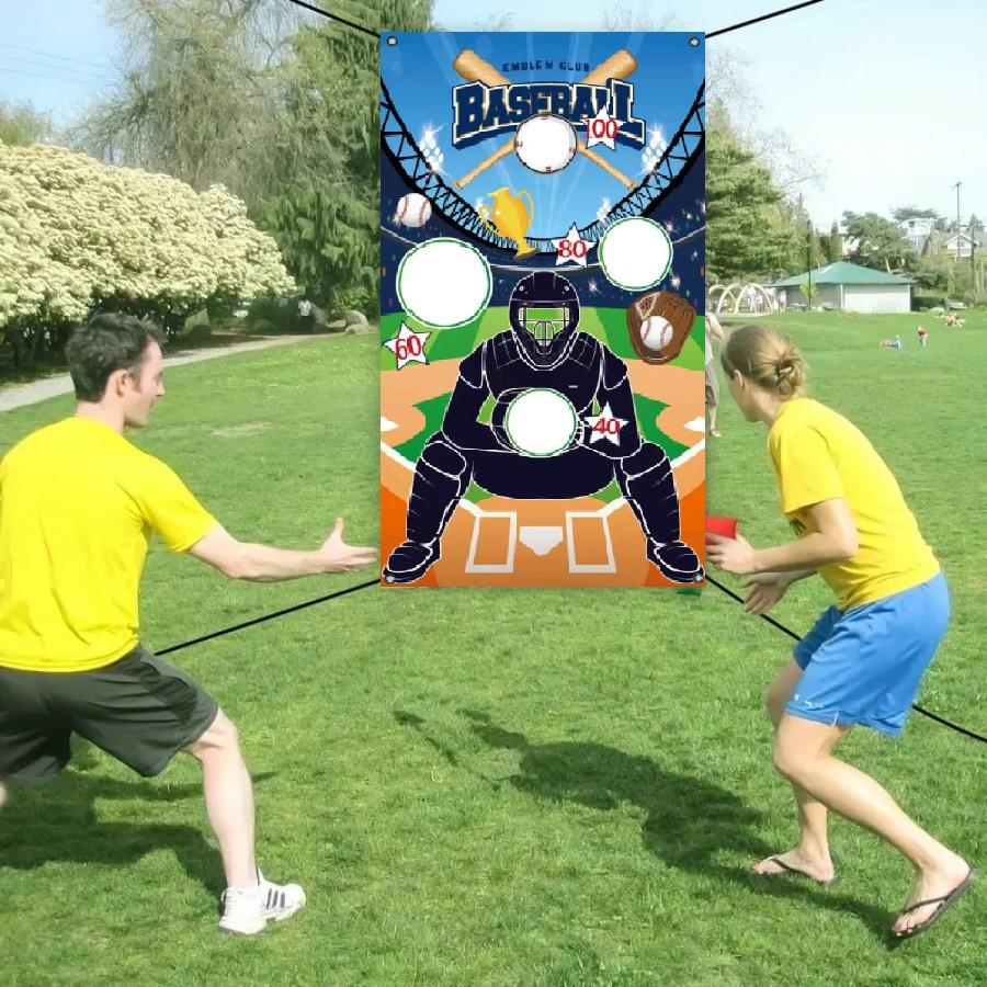 1Pc, Baseball Toss Games With 3 Bean Bags, Indoor Outdoor Bean Bag Toss Game For Sport Theme Party Decorations Supplies
