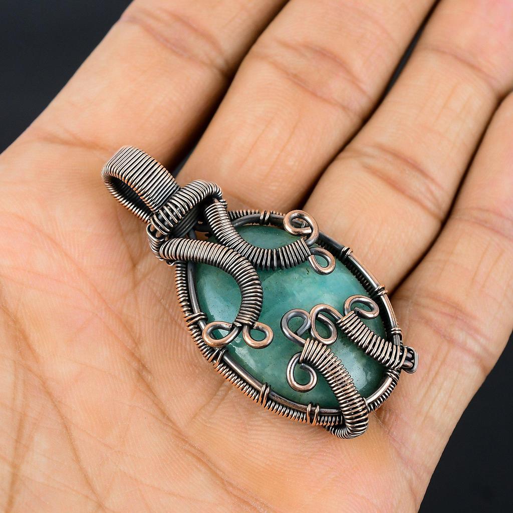 Подвеска Аквамарин 999 Медная проволока, Ручная работа Подвеска с драгоценным камнем, Подарки для жены Совершенно новая подвеска