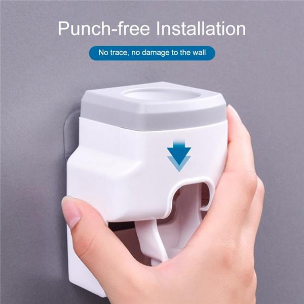Automatic Toothpaste Squeezer Wall Mount Toothbrush Stand Rack Bathroom Toothpaste Dispenser Toothbrush Holder Accessories