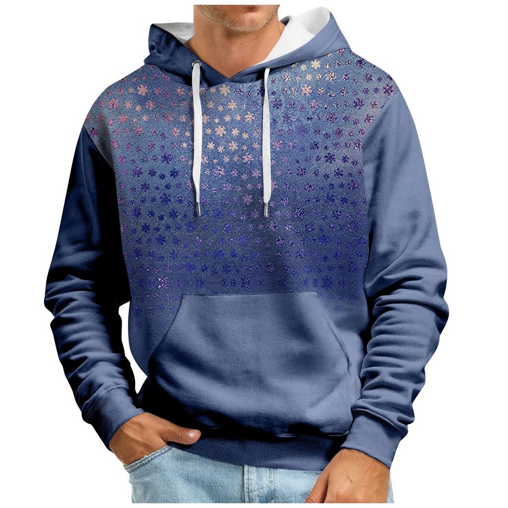Осенний мужской свитер с большим капюшоном и цифровым принтом, новый большой базовый свитер