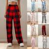 Women Pajama Pants Plush Sleep Pants Soft Elastic Waist Pajama Bottoms Plaid Pants With 2 Pockets