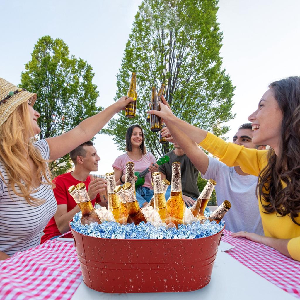 Ведра для льда из оцинкованного металла, 4 галлона, большие ведра для льда для вечеринок, ведра для вина, напитков с ручкой для переноски для домашнего охлаждения пива