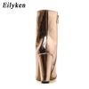 Eilyken Gold Silver Patent Leather Women Ankle Boots Pointed Toe Square High Heels Shoes Chelsea Botas De Mujer