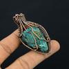 Tibetan Turquoise Pendant, 999 Copper Wire Wrapped Gemstone Jewelry, Handmade Pendant, For Thanksgiving