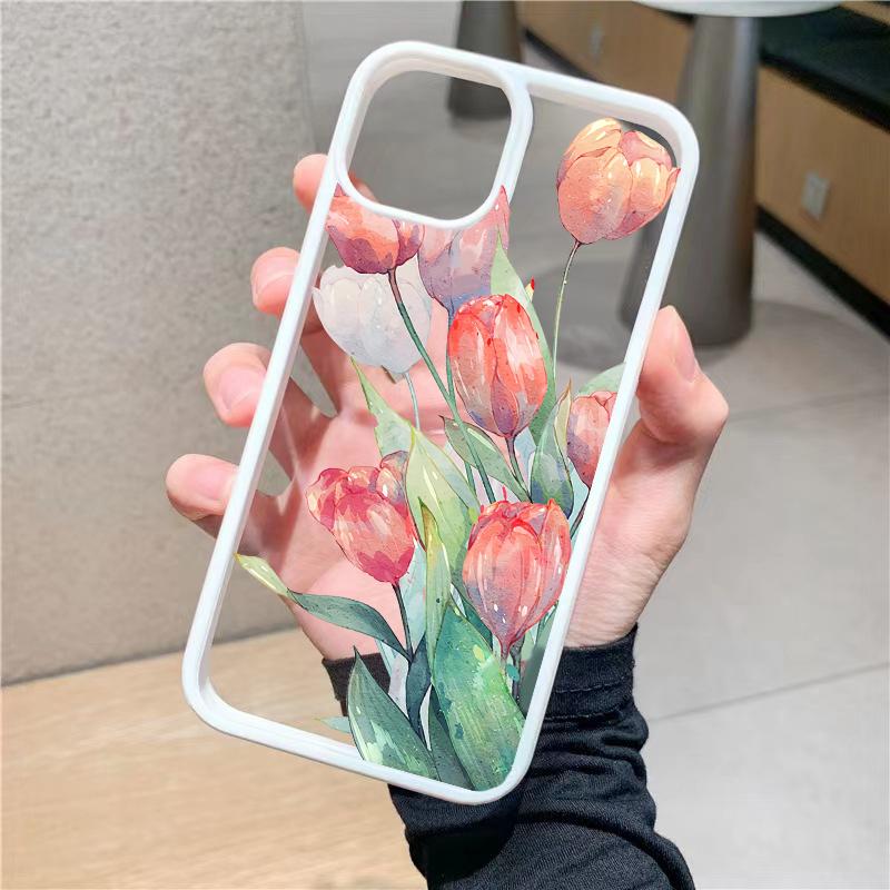 Чехол для телефона с принтом цветов тюльпанов для IPhone 15 Pro Max 11 12 13 14 8 7 Plus SE 2020 X XR XS Ударопрочный бампер