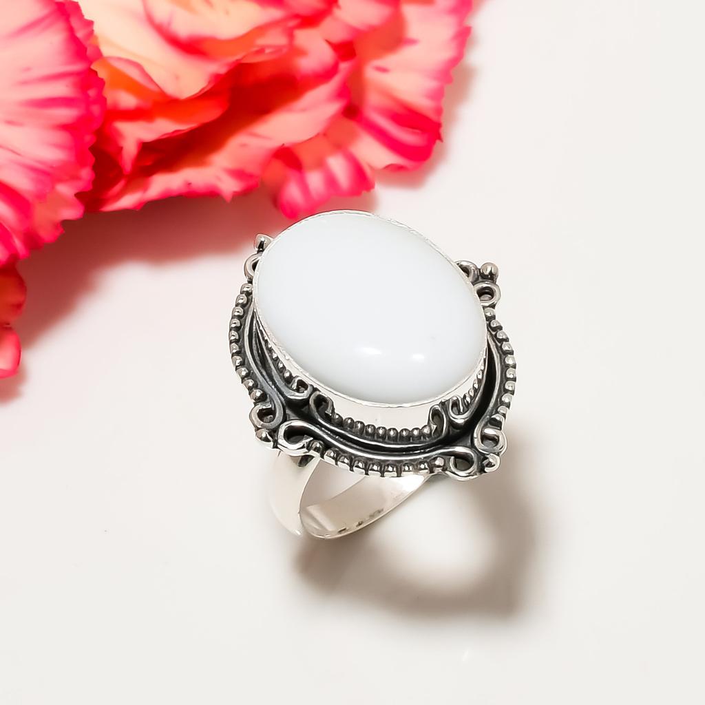 Кольцо из серебра 925 пробы с белым кораллом V4530, белое кольцо, овальное кольцо, подарок на День святого Валентина, подарок для нее, подарок на день рождения, украшения ручной работы, серебряные украшения,
