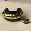 Mao Xiaotong French Design Enamel Ring & Aurelie Bidermann Black/White Wide Band Bracelet