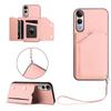 For Vivo V50 Lite 5G Case Card Holder Kickstand Skin-Touch Phone Cover with Wrist Strap