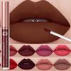 Matte Velvet Lip Gloss Dark Red Brown Lip Glaze Long Lasting Waterproof Liquid Lipstick Natural Moisturizer Transparent Lip Oil
