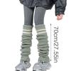 Women Thicken Ribbed Knit Leg Warmer Preppy Style Double Striped Leg Covers Snow Boot Cuffs Over Knee Stacked Long Socks