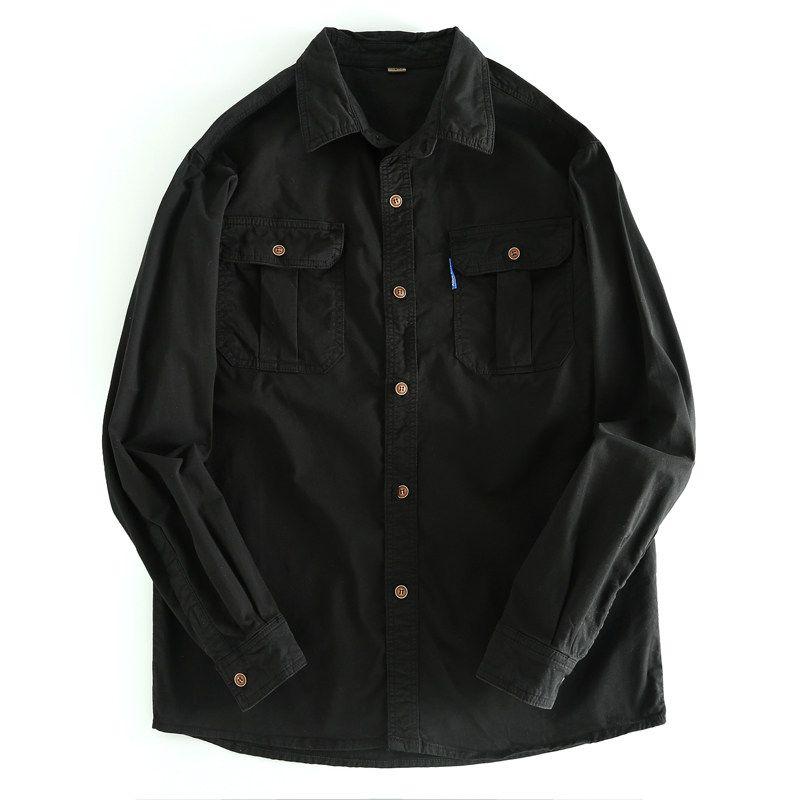 Leak-Picking Good Goods Foreign Trade Export Orders Cargo Long sleeve Shirts Men's Spring and Autumn Loose Casual Solid Top Outerwear