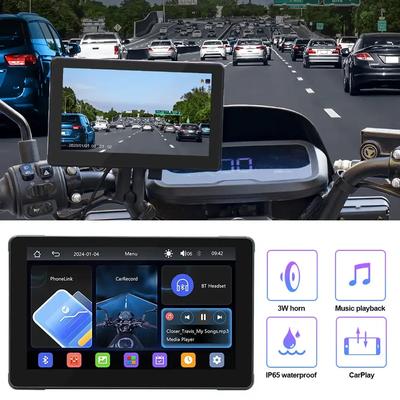 Беспроводной Carplay 7-дюймовый IPS сенсорный экран IPX7 водонепроницаемый стерео GPS навигация CarPlay и Android с датчиком освещенности мотоцикл