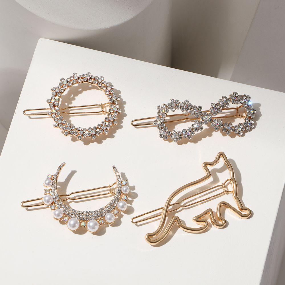 Hair Ornaments Moon Circle Hairgrip Metal Hairpins Woman Hair Accessories Triangle Hair Clip