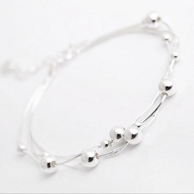 High -Quality 925 Sterling Silver Jewelry Fashion Fresh Beauty Smooth Small Round Female Popular Bracelet Sb56