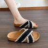 Large size slippers French retro style cross belt flat bottom cool slippers women's casual versatile beach cool slippers