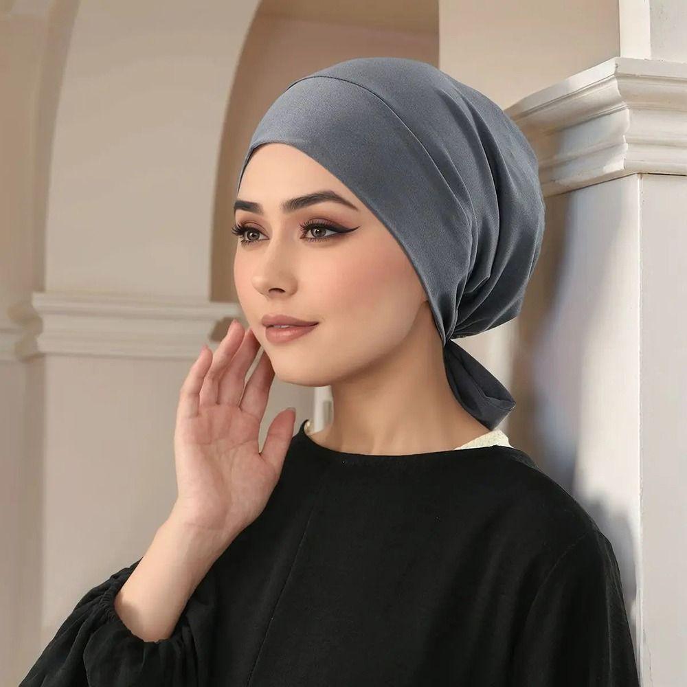 1Pcs Breathable Head Cover Hat Easy Wear Jersey Headwear New Ribbon Headscarf