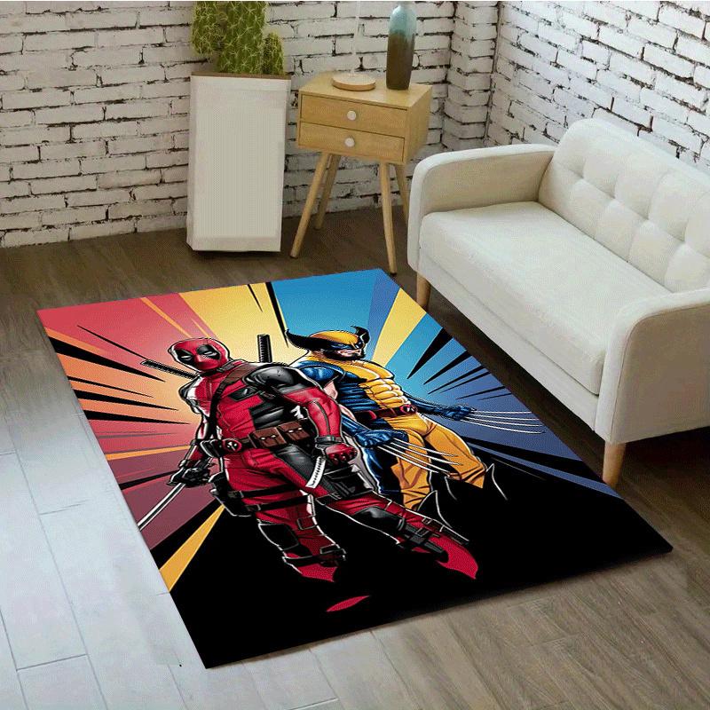 1pc Deadpool and Wolverine Pattern Area Rug Soft Flannel Floor Mat for Living Room,Office,Bedroom and Carpet,Sofa Coffee Table Floor Mat