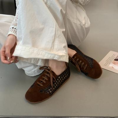 2025 весна и осень новая мода универсальный стиль высокое качество коровья кожа ручной работы плетеные на шнуровке полые повседневные осенние туфли