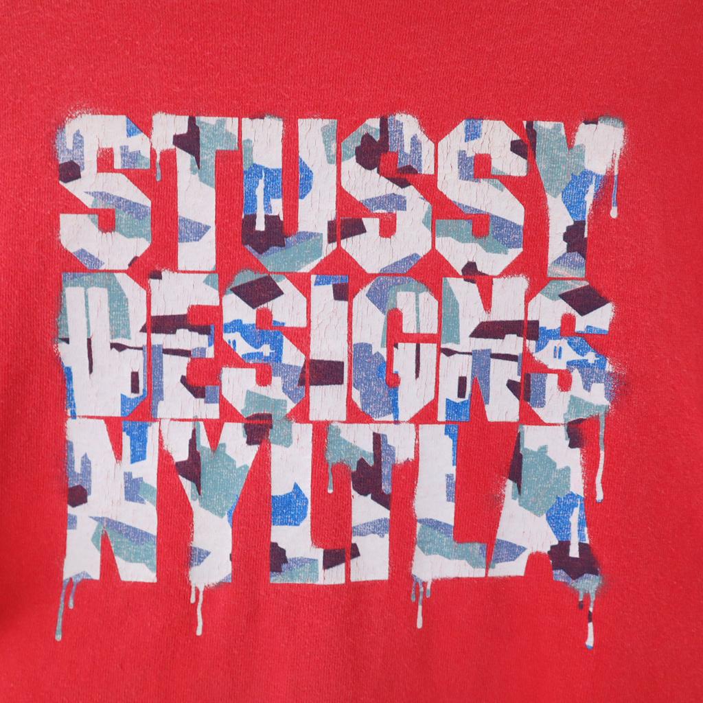 Stussy 90-е Made in USA Старая футболка с коротким рукавом L Красная Мужская Б/у