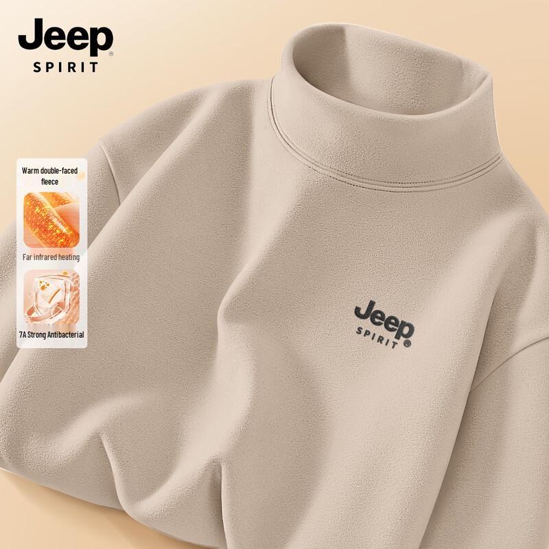 JEEP SPIRIT Men's Half-Turtleneck Thermal Long-Sleeve Shirt