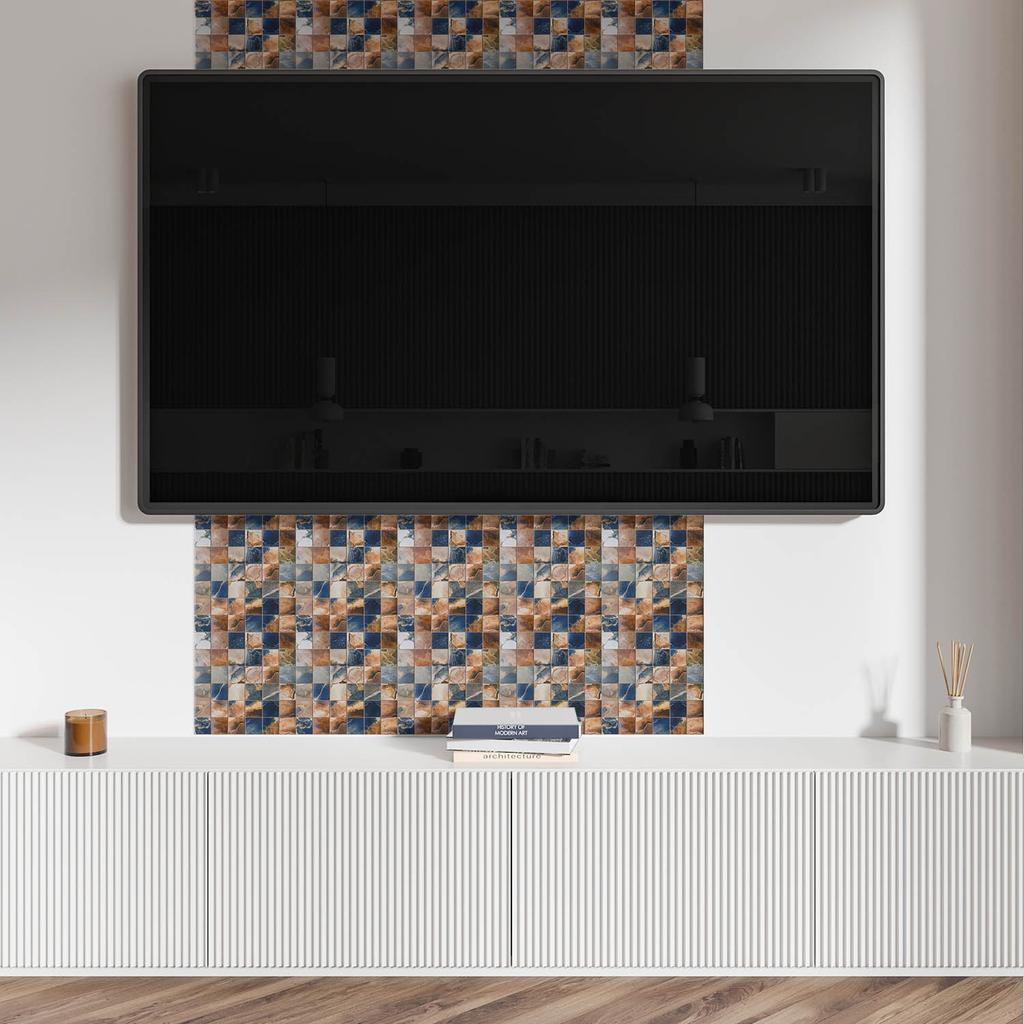Kafelki Dekoracyjne Z Grafiką Przyklejane Mozaika Z Kamiennymi Wzorami 20X20X20 Cm