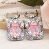 Fashion Rectangle Crystal Drop Earrings For Women Rose Gold Color Wedding Jewelry Cubic Zirconia Eardrop
