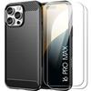Protective Case - BOOLING - for iPhone 16 Pro Max - Shockproof - 2 Tempered Glasses - Black