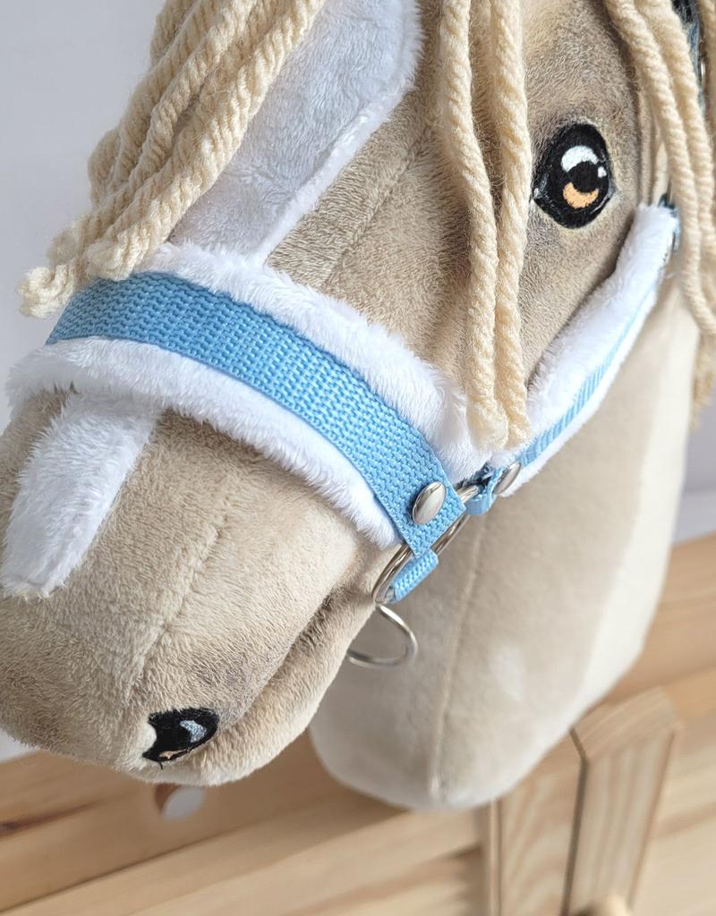 Регулируемая недоуздок для лошади Hobby Horse A3 синий с белым мехом